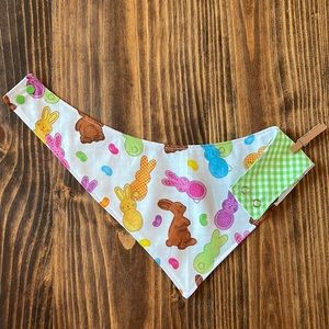 Handmade - L - Reversible Pet Bandana - Bunnies/Jelly Beans - Wash/Dry